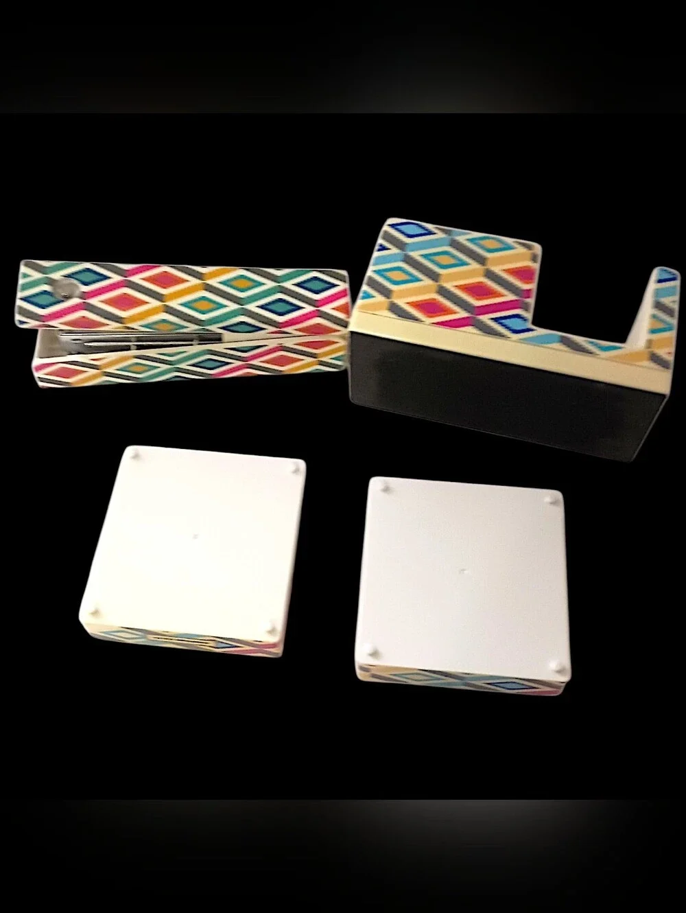 Vintage Jonathan Adler Desk Set Organizer Tape Dispenser Stapler Memo Tray 4 Pc
